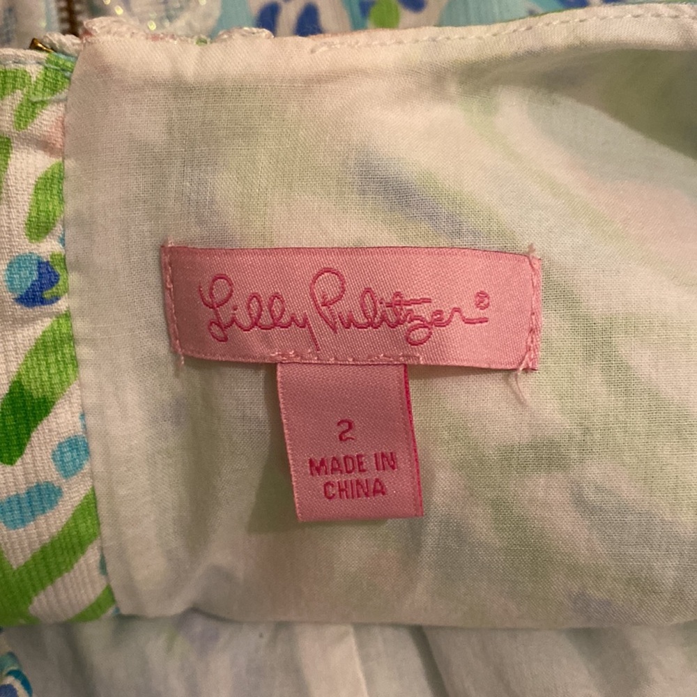 Lilly Pulitzer Vibrant Blue and Green Mini Dress. Size 2 - Picture 3 of 9